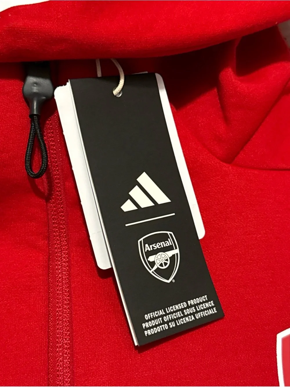 New Adidas Arsenal Z.N.E. Anthem Hooded Jacket Red White Mens Size Medium JM9409
